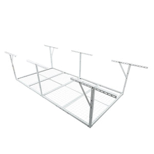 English Elm 3x8ft Overhead Garage Ceiling Storage Rack Heavy Duty Metal 600 Lb Adjustable Mount White W465P325879