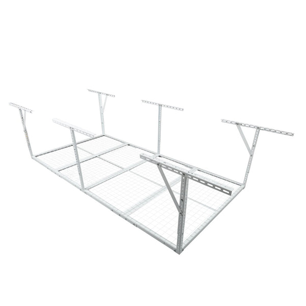 English Elm 3x8ft Overhead Garage Ceiling Storage Rack Heavy Duty Metal 600 Lb Adjustable Mount White W465P325879