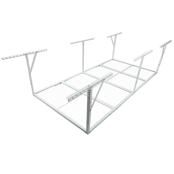 English Elm 3x8ft Overhead Garage Ceiling Storage Rack Heavy Duty Metal 600 Lb Adjustable Mount White W465P325879