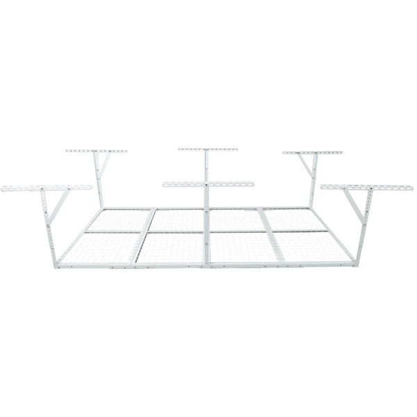 English Elm 3x8ft Overhead Garage Ceiling Storage Rack Heavy Duty Metal 600 Lb Adjustable Mount White W465P325879