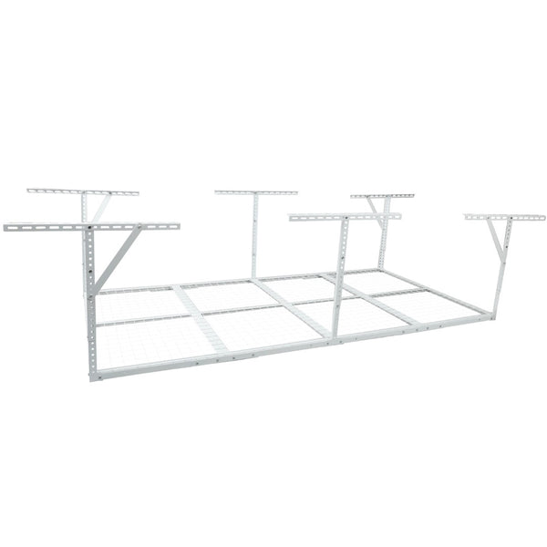 English Elm 3x8ft Overhead Garage Ceiling Storage Rack Heavy Duty Metal 600 Lb Adjustable Mount White W465P325879