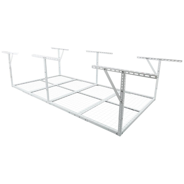 English Elm 3x8ft Overhead Garage Ceiling Storage Rack Heavy Duty Metal 600 Lb Adjustable Mount White W465P325879