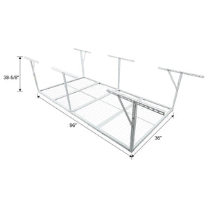 English Elm 3x8ft Overhead Garage Ceiling Storage Rack Heavy Duty Metal 600 Lb Adjustable Mount White W465P325879