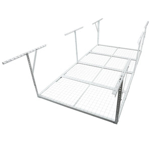 English Elm 4x8ft Overhead Garage Ceiling Rack Heavy Duty Steel 600 Lb Adjustable Storage White W465P325882