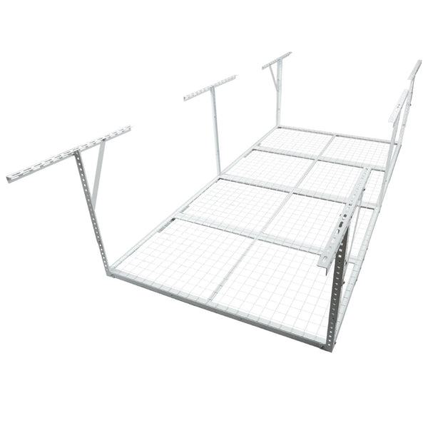 English Elm 4x8ft Overhead Garage Ceiling Rack Heavy Duty Steel 600 Lb Adjustable Storage White W465P325882