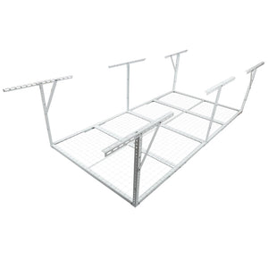 English Elm 4x8ft Overhead Garage Ceiling Rack Heavy Duty Steel 600 Lb Adjustable Storage White W465P325882