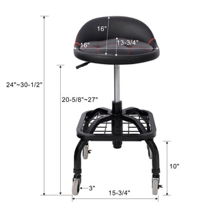 English Elm Rolling Mechanic Stool Heavy Duty Padded Swivel Seat Adjustable for Garage Workshop W465P327703