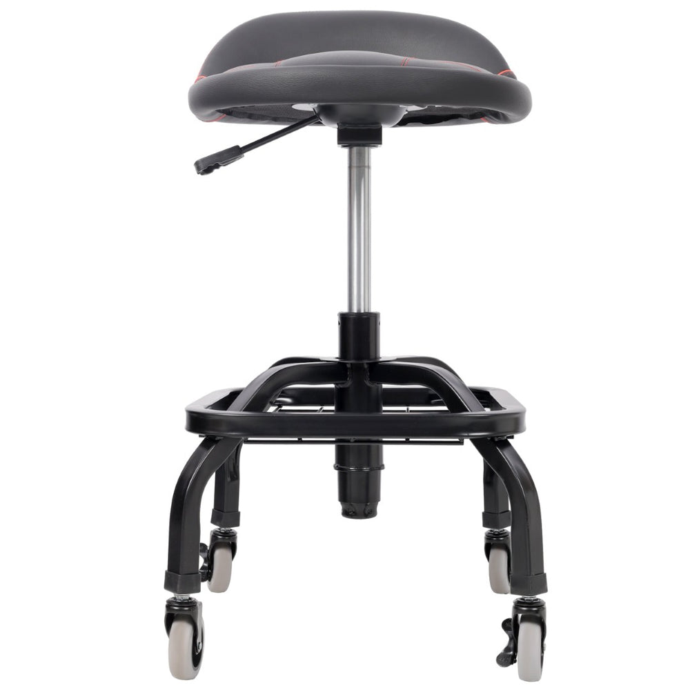 English Elm Rolling Mechanic Stool Heavy Duty Padded Swivel Seat Adjustable for Garage Workshop W465P327703