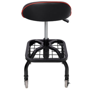 English Elm Rolling Mechanic Stool Heavy Duty Padded Swivel Seat Adjustable for Garage Workshop W465P327703