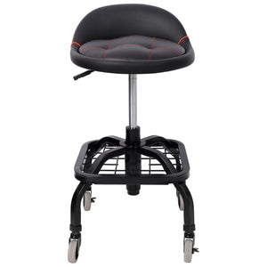 English Elm Rolling Mechanic Stool Heavy Duty Padded Swivel Seat Adjustable for Garage Workshop W465P327703