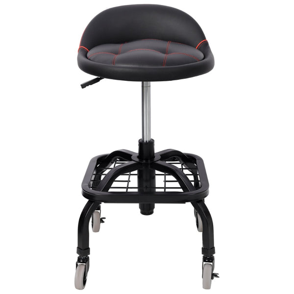 English Elm Rolling Mechanic Stool Heavy Duty Padded Swivel Seat Adjustable for Garage Workshop W465P327703