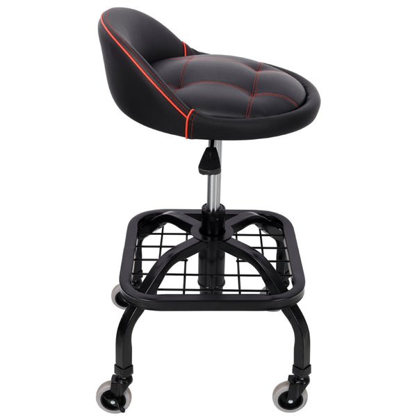 English Elm Rolling Mechanic Stool Heavy Duty Padded Swivel Seat Adjustable for Garage Workshop W465P327703