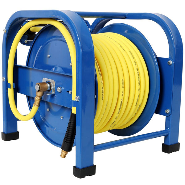 English Elm Retractable Steel Air Hose Reel 100 Foot Spring Driven Heavy Duty Shop Grade W465P332870