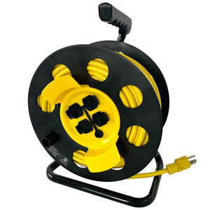 English Elm 100ft Retractable Extension Cord Reel with 4 Grounded Outlets and Heavy Duty 12awg Wire W465P332980