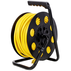 English Elm 100ft Retractable Extension Cord Reel with 4 Grounded Outlets and Heavy Duty 12awg Wire W465P332980