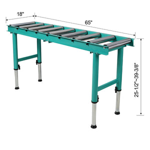 English Elm 9 Roller Adjustable Conveyor Stand Heavy Duty Chrome Industrial Workshop 440 Lb W465P337822