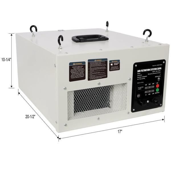 English Elm Remote-controlled Workshop Air Filtration System with Timer 400 Cfm Ceiling Mount Etl W465P339546