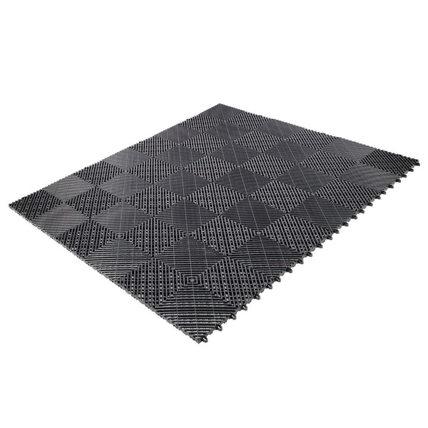 English Elm 25pcs Polypropylene Interlocking Drainage Floor Tiles for Garage Patio Shower Areas Black W465P347244