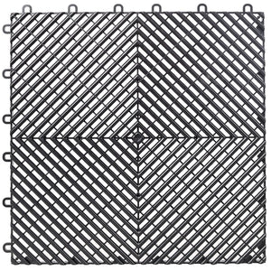 English Elm 25pcs Polypropylene Interlocking Drainage Floor Tiles for Garage Patio Shower Areas Black W465P347244