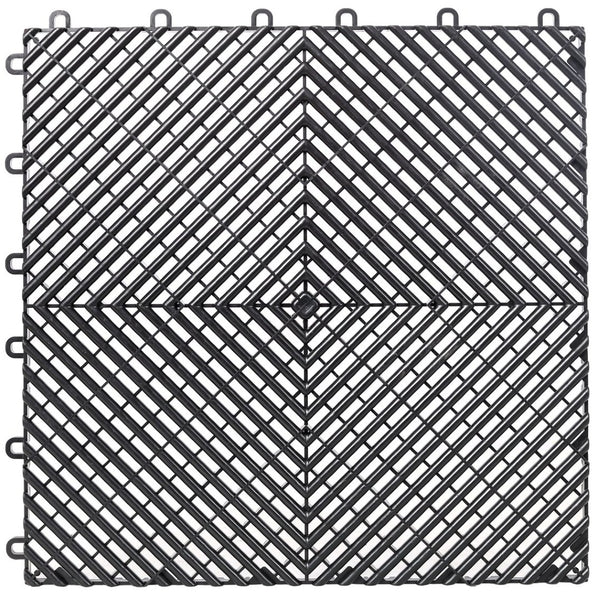 English Elm 25pcs Polypropylene Interlocking Drainage Floor Tiles for Garage Patio Shower Areas Black W465P347244