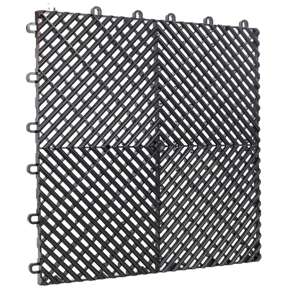 English Elm 25pcs Polypropylene Interlocking Drainage Floor Tiles for Garage Patio Shower Areas Black W465P347244