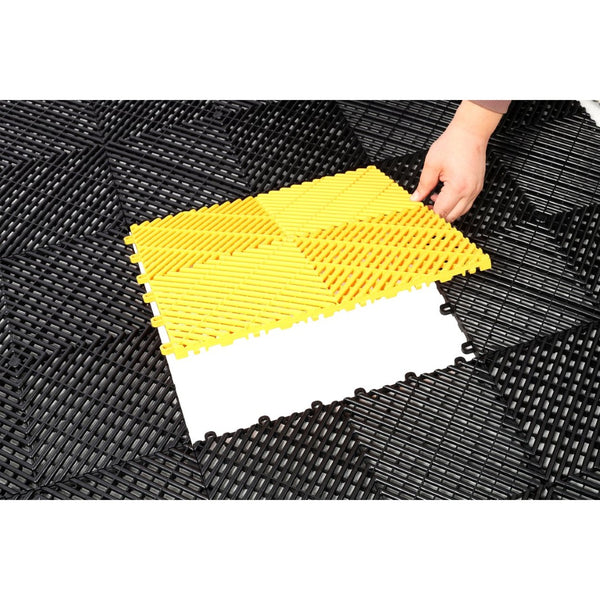 English Elm 25pcs Polypropylene Interlocking Drainage Floor Tiles for Garage Patio Shower Areas Black W465P347244