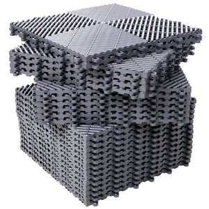 English Elm 25pcs Polypropylene Interlocking Drainage Floor Tiles for Garage Patio Shower Areas Gray W465P347246