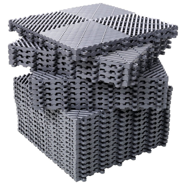 English Elm 25pcs Polypropylene Interlocking Drainage Floor Tiles for Garage Patio Shower Areas Gray W465P347246