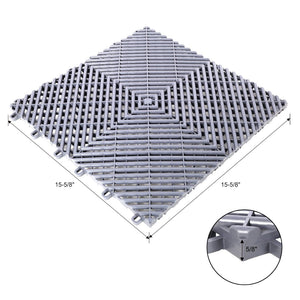 English Elm 25pcs Polypropylene Interlocking Drainage Floor Tiles for Garage Patio Shower Areas Gray W465P347246