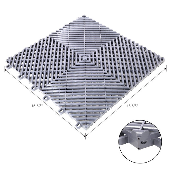 English Elm 25pcs Polypropylene Interlocking Drainage Floor Tiles for Garage Patio Shower Areas Gray W465P347246