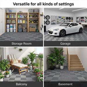 English Elm 25pcs Polypropylene Interlocking Drainage Floor Tiles for Garage Patio Shower Areas Gray W465P347246