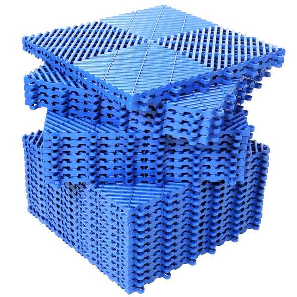 English Elm 25pcs Polypropylene Interlocking Drainage Floor Tiles for Garage Patio Shower Areas Blue W465P347247