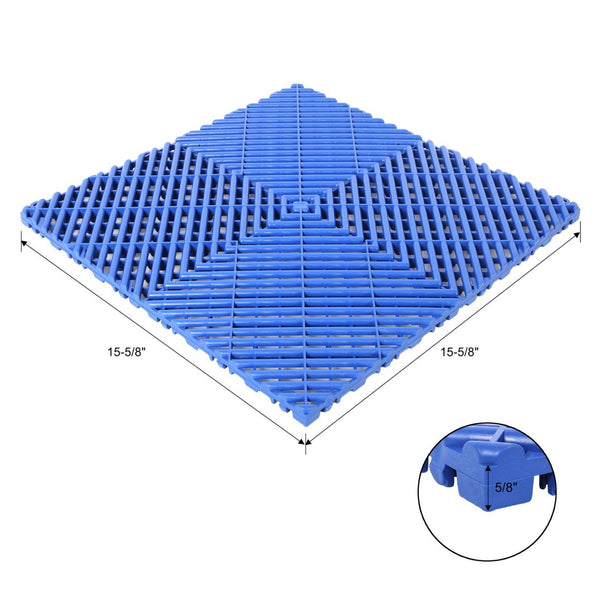 English Elm 25pcs Polypropylene Interlocking Drainage Floor Tiles for Garage Patio Shower Areas Blue W465P347247