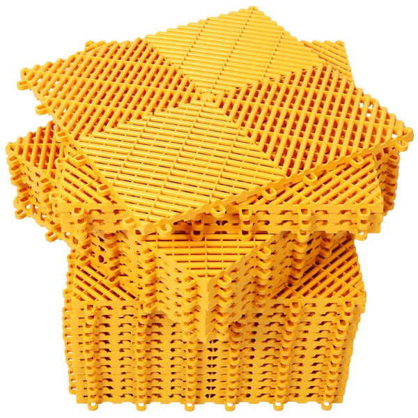 English Elm 25pcs Polypropylene Interlocking Drainage Floor Tiles for Garage Patio Shower Areas Yellow W465P347248