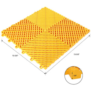 English Elm 25pcs Polypropylene Interlocking Drainage Floor Tiles for Garage Patio Shower Areas Yellow W465P347248
