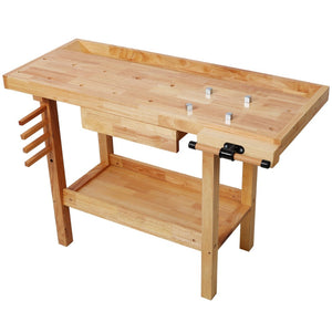 English Elm 48" Rubberwood Heavy Duty Workbench with Storage Drawers for Garage Workshop Use W465P366586