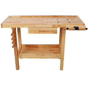 English Elm 48" Rubberwood Heavy Duty Workbench with Storage Drawers for Garage Workshop Use W465P366586