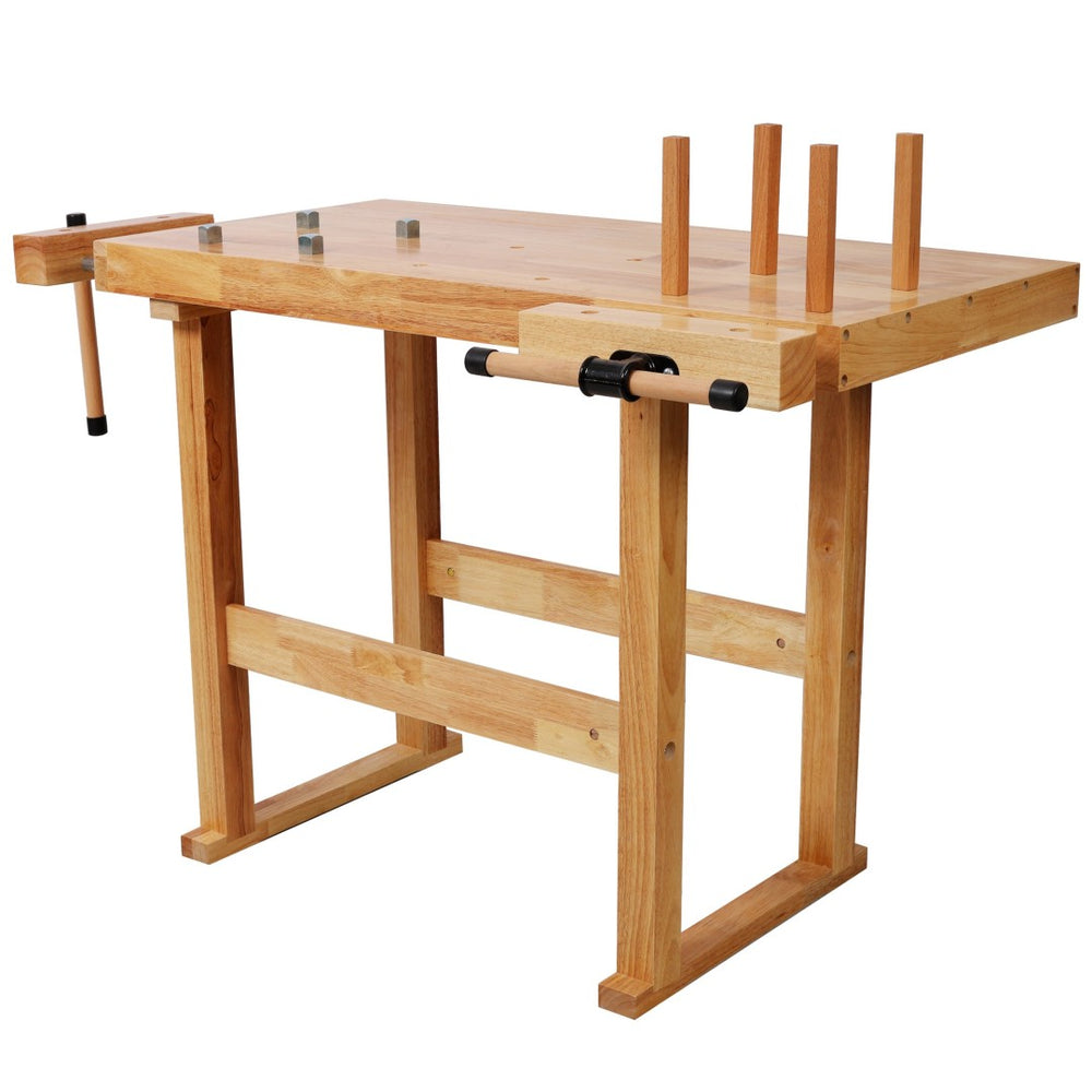 English Elm 40" Solid Rubberwood Workbench with Adjustable Handle and Storage for Garage Use W465P366588