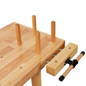 English Elm 40" Solid Rubberwood Workbench with Adjustable Handle and Storage for Garage Use W465P366588