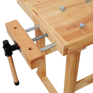 English Elm 40" Solid Rubberwood Workbench with Adjustable Handle and Storage for Garage Use W465P366588