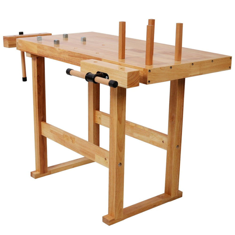 English Elm 40" Solid Rubberwood Workbench with Adjustable Handle and Storage for Garage Use W465P366588