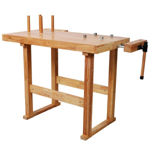 English Elm 40" Solid Rubberwood Workbench with Adjustable Handle and Storage for Garage Use W465P366588