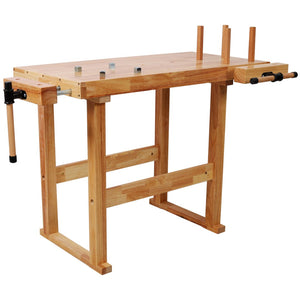 English Elm 40" Solid Rubberwood Workbench with Adjustable Handle and Storage for Garage Use W465P366588