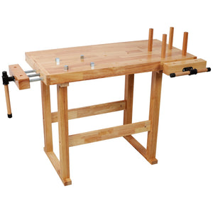 English Elm 40" Solid Rubberwood Workbench with Adjustable Handle and Storage for Garage Use W465P366588