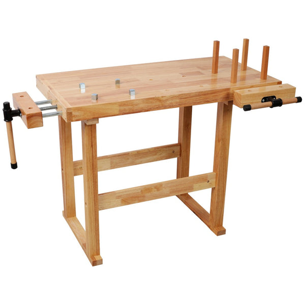 English Elm 40" Solid Rubberwood Workbench with Adjustable Handle and Storage for Garage Use W465P366588