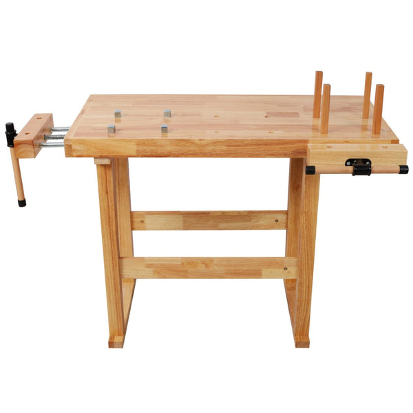 English Elm 40" Solid Rubberwood Workbench with Adjustable Handle and Storage for Garage Use W465P366588