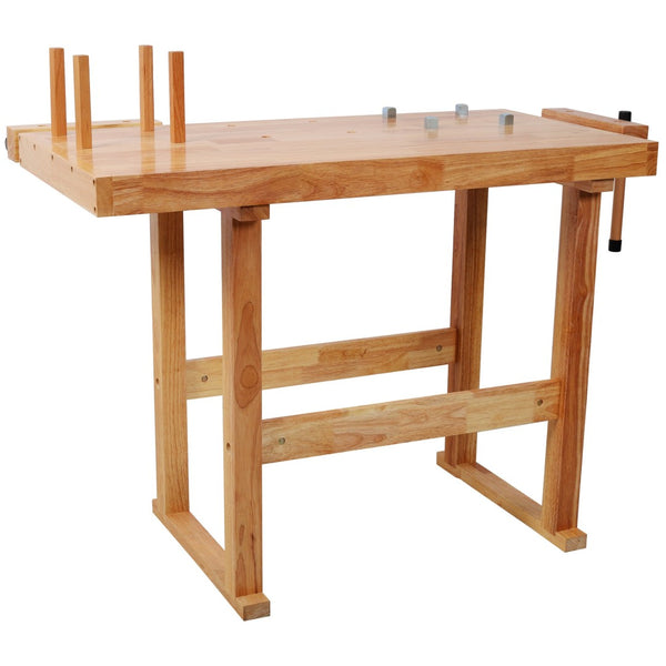 English Elm 40" Solid Rubberwood Workbench with Adjustable Handle and Storage for Garage Use W465P366588