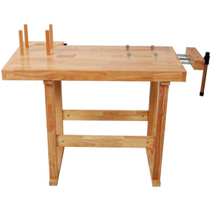 English Elm 40" Solid Rubberwood Workbench with Adjustable Handle and Storage for Garage Use W465P366588