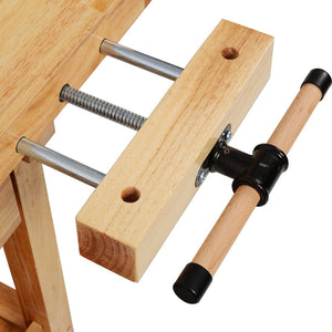English Elm 60 Inch Rubberwood Workbench with Two Drawers Open Shelf Heavy Duty Workshop Station W465P366592