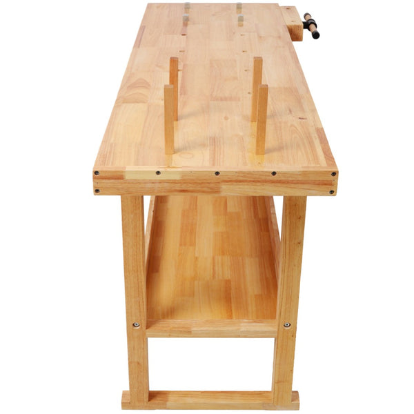 English Elm 60 Inch Rubberwood Workbench with Two Drawers Open Shelf Heavy Duty Workshop Station W465P366592